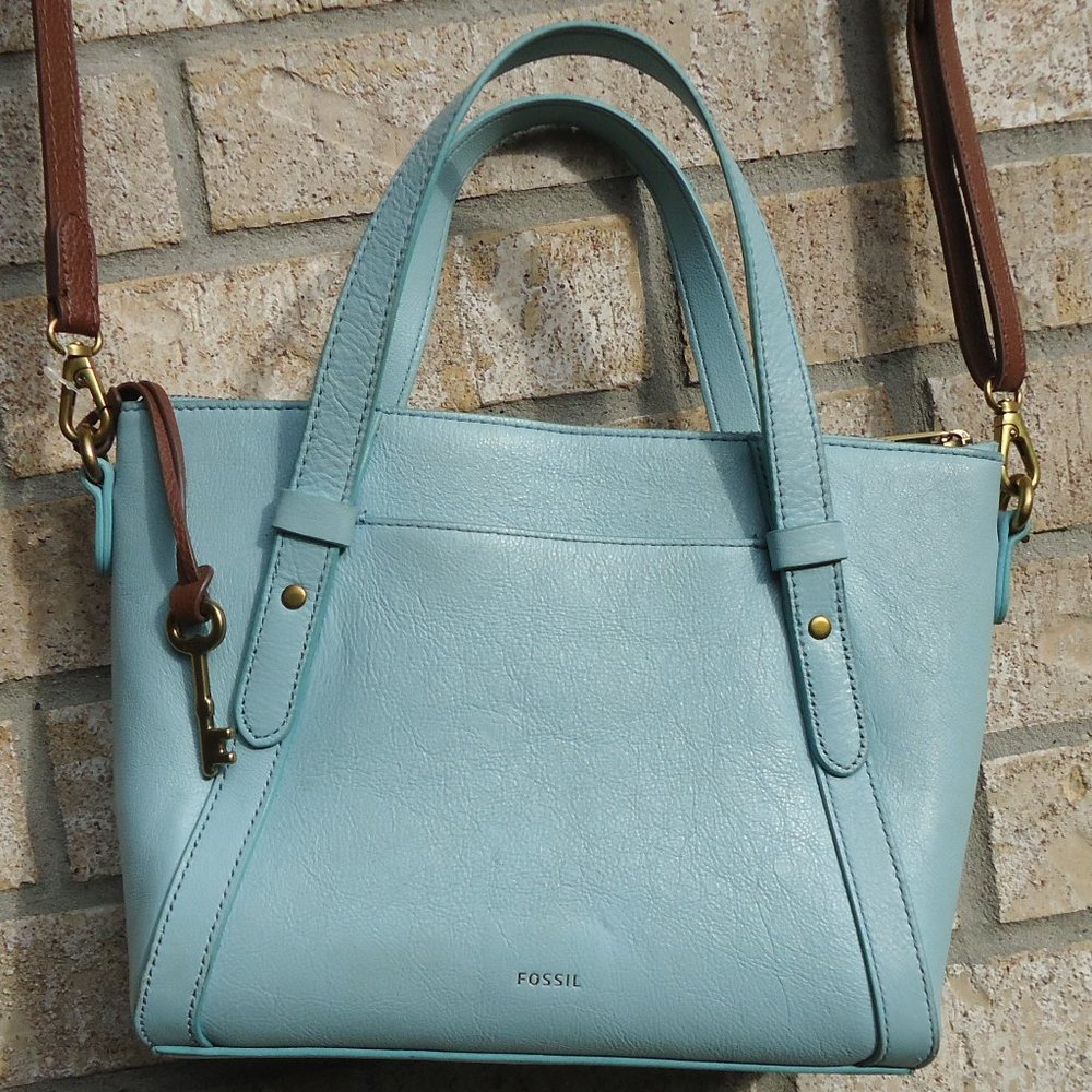 FOSSIL leather crossbody tote bag.